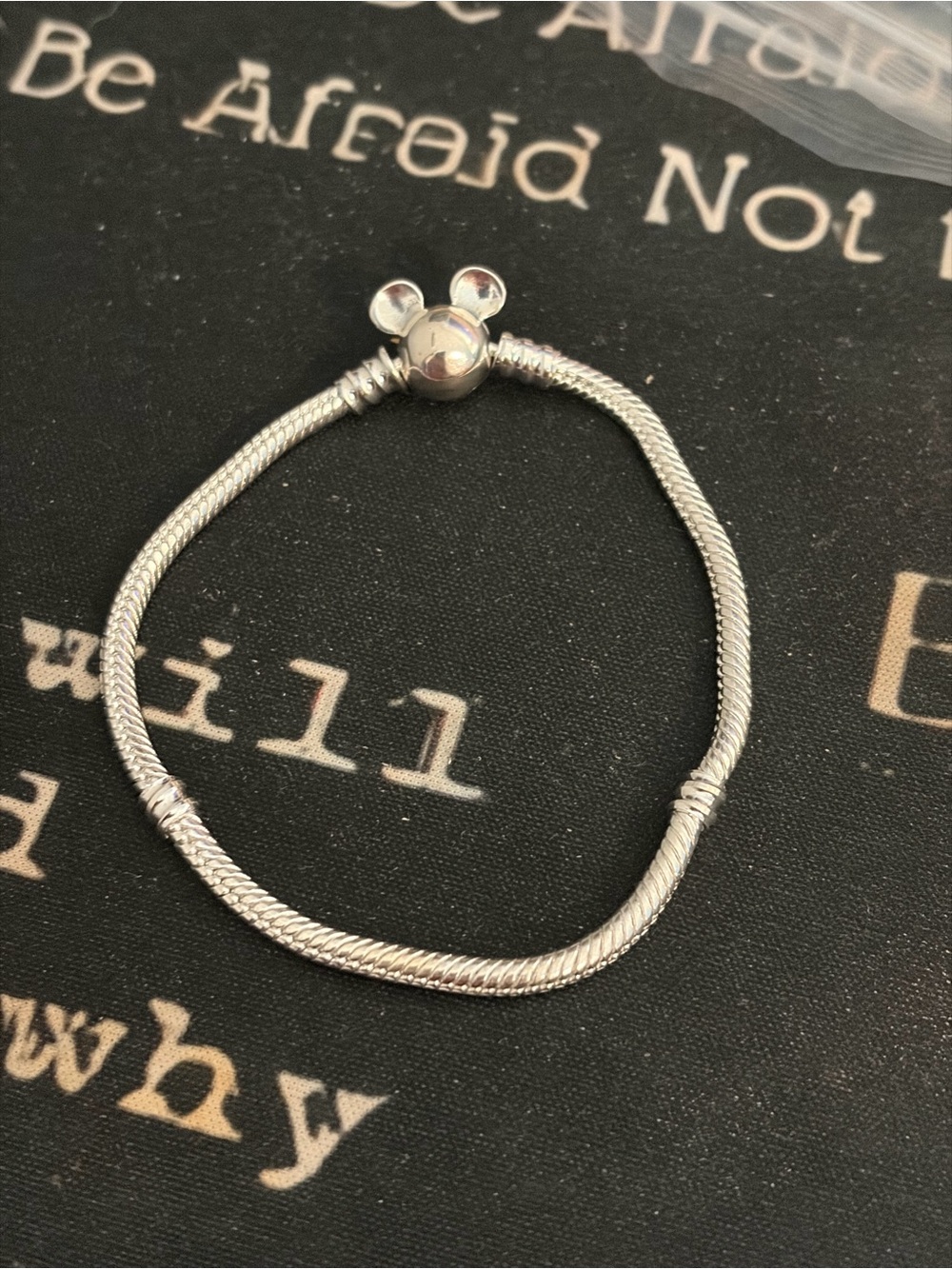 Silver Mouse-Head Charm Snake Chain Bracelet